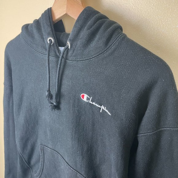 Black Champion Reverse-Weave Pullover Hoodie - Picture 3 of 7